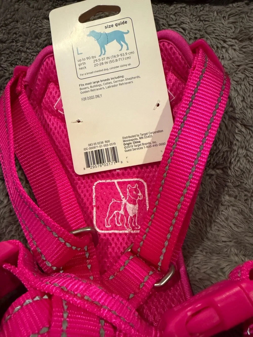 NWT Boots & Barley Bright Pink Reflective Dog Harness - Large